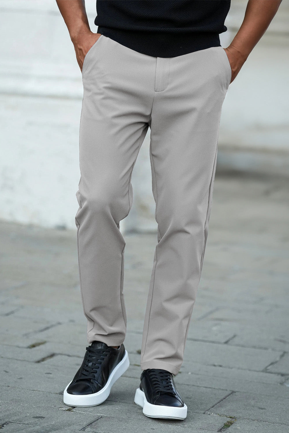 Grey Slim-Fit Casual Trousers