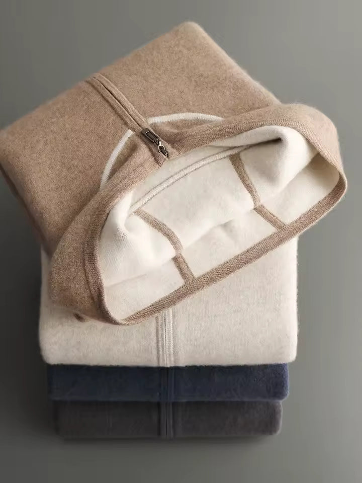 Beige Knit Hoodie and Jogger Set