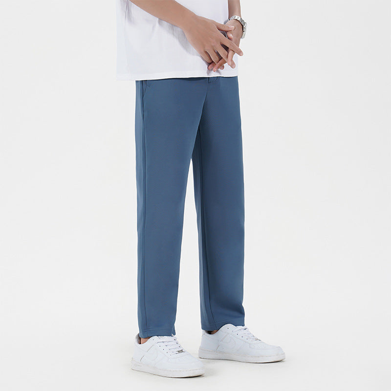 Blue Straight-Leg Casual Trousers
