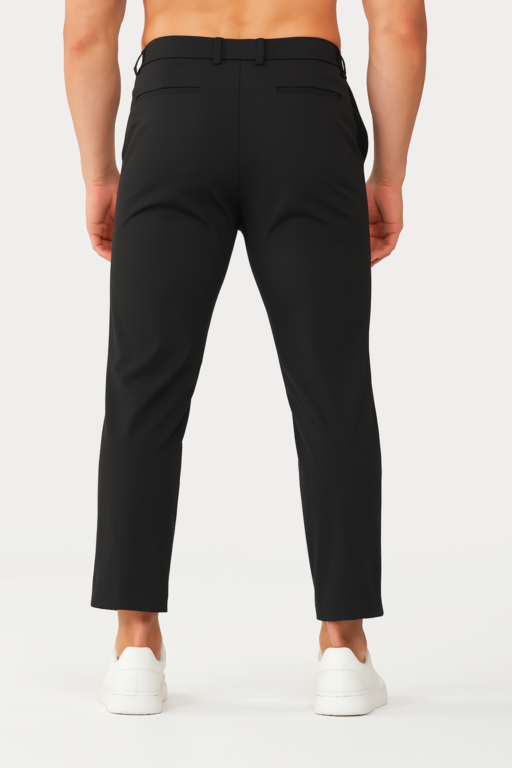 Black Slim-Fit Casual Trousers