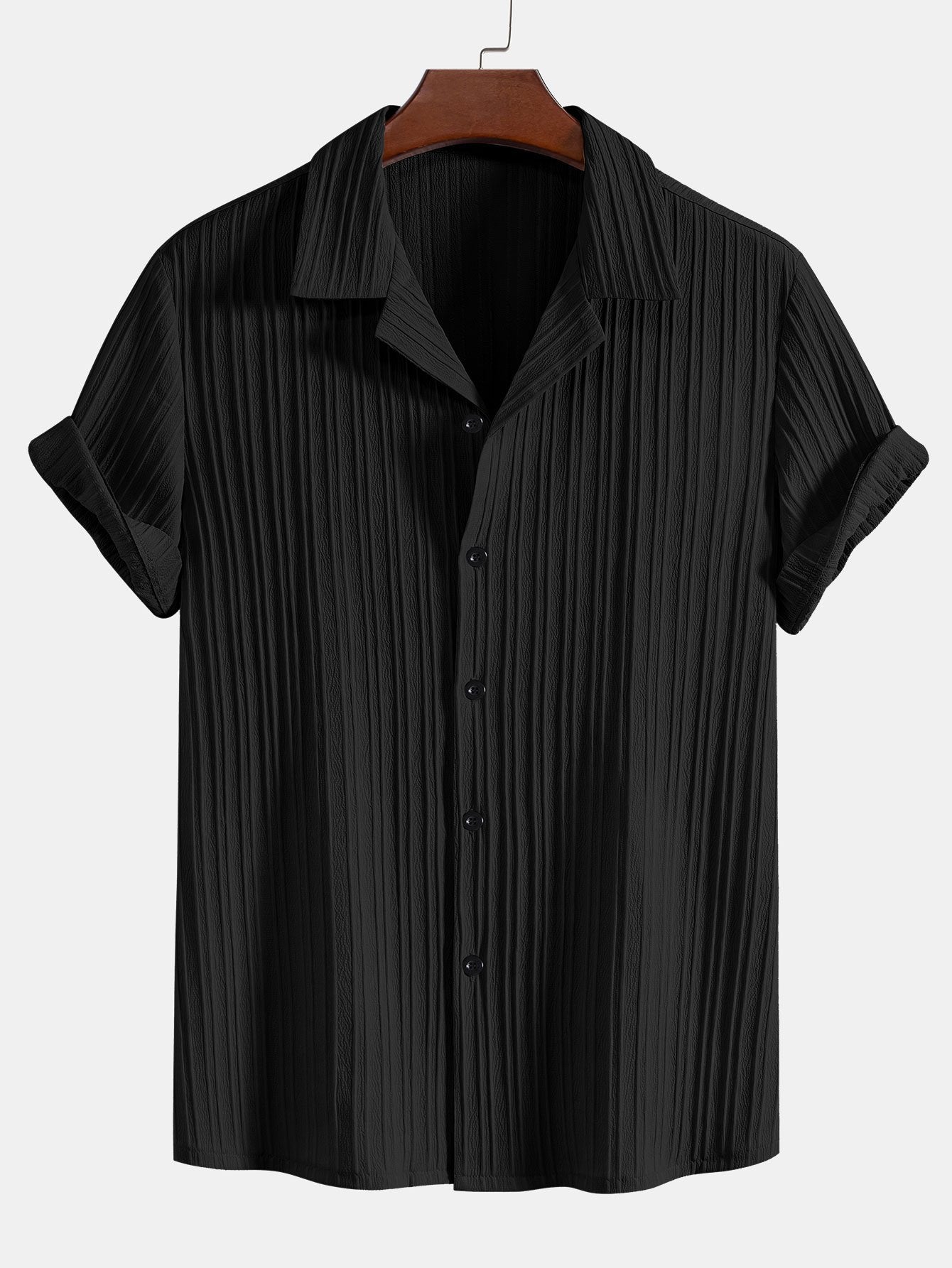 Crinkle Texture Shirt and Drawstring Trousers Set