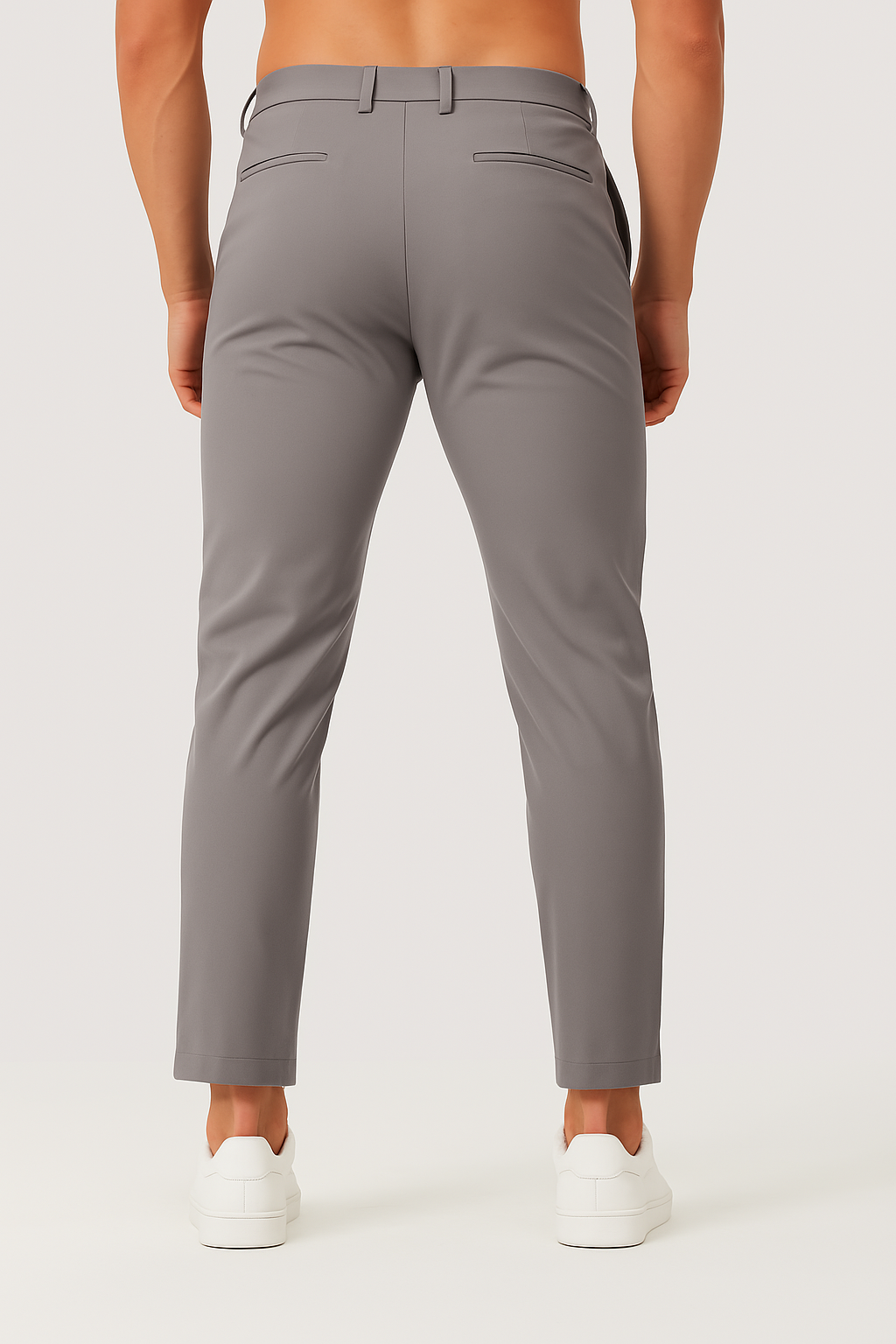 Grey Slim-Fit Casual Trousers