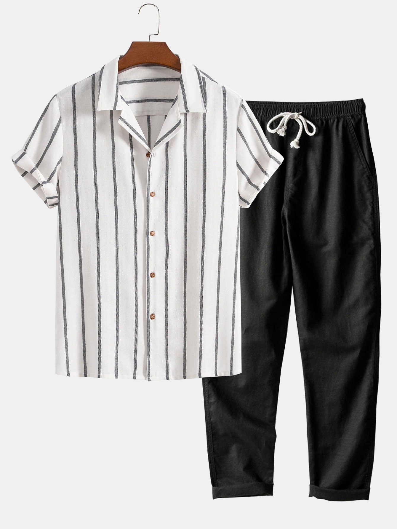 Island Fit | White Shirt and Beige Shorts Set