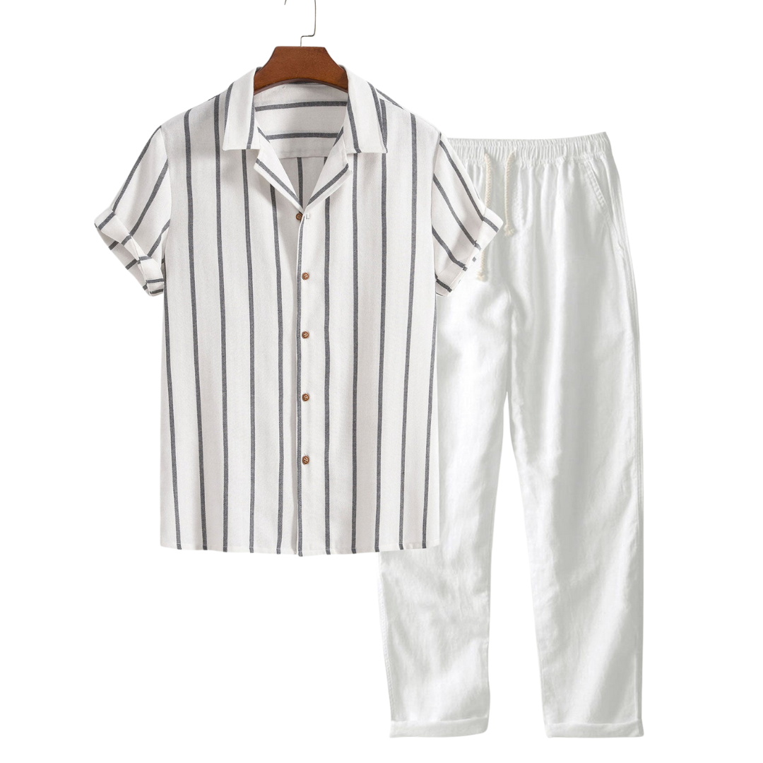 Island Fit | White Shirt and Beige Shorts Set