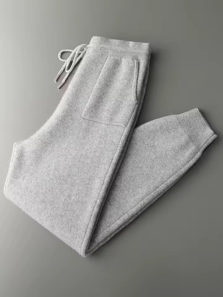 Knit Hoodie Tracksuit Set – Heather Grey