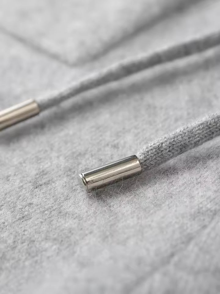 Knit Hoodie Tracksuit Set – Heather Grey