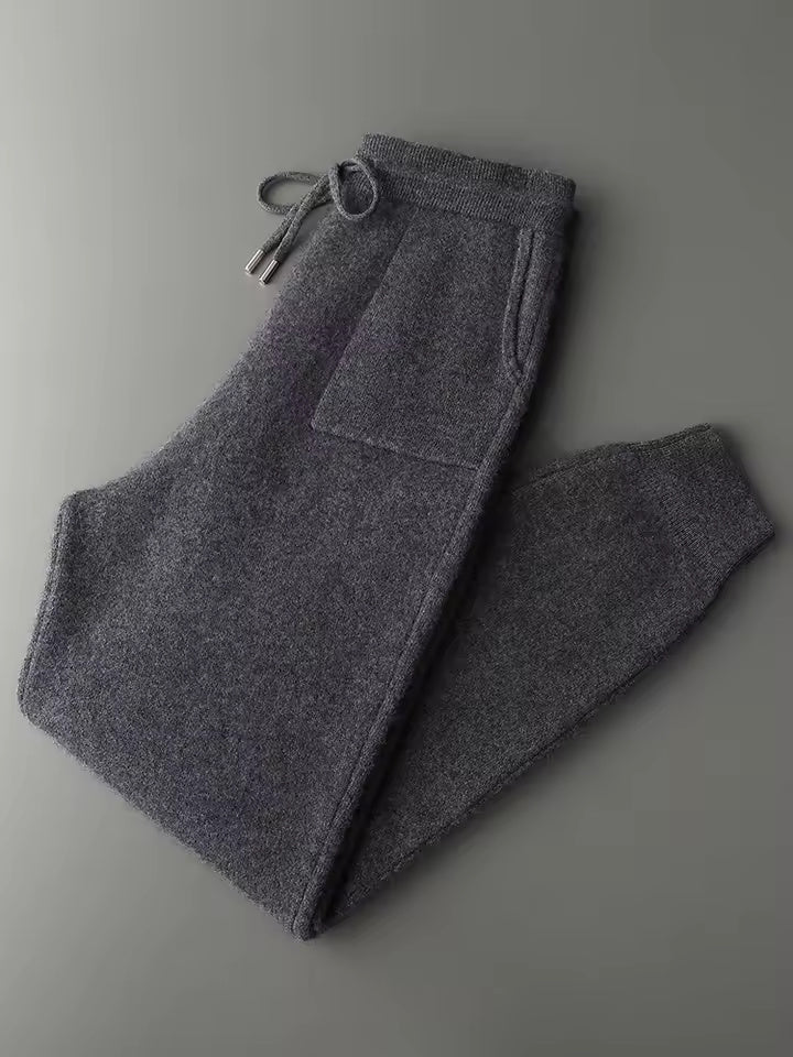 Knit Hoodie Tracksuit Set – Heather Grey