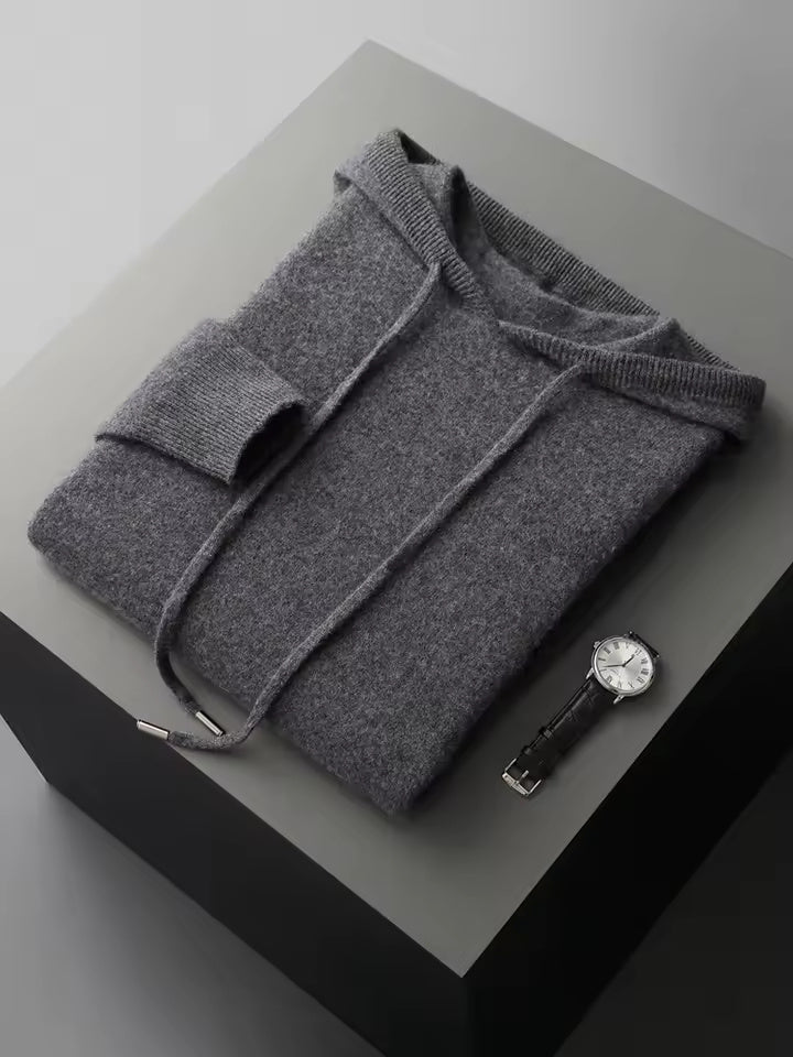Knit Hoodie Tracksuit Set – Heather Grey