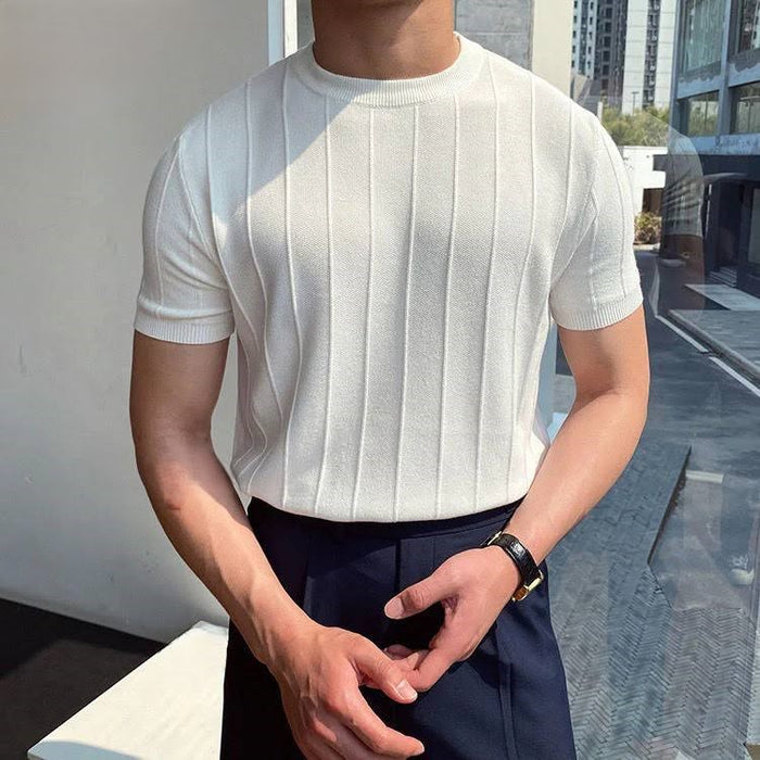 Men's Vertical Rib Knit T-Shirt