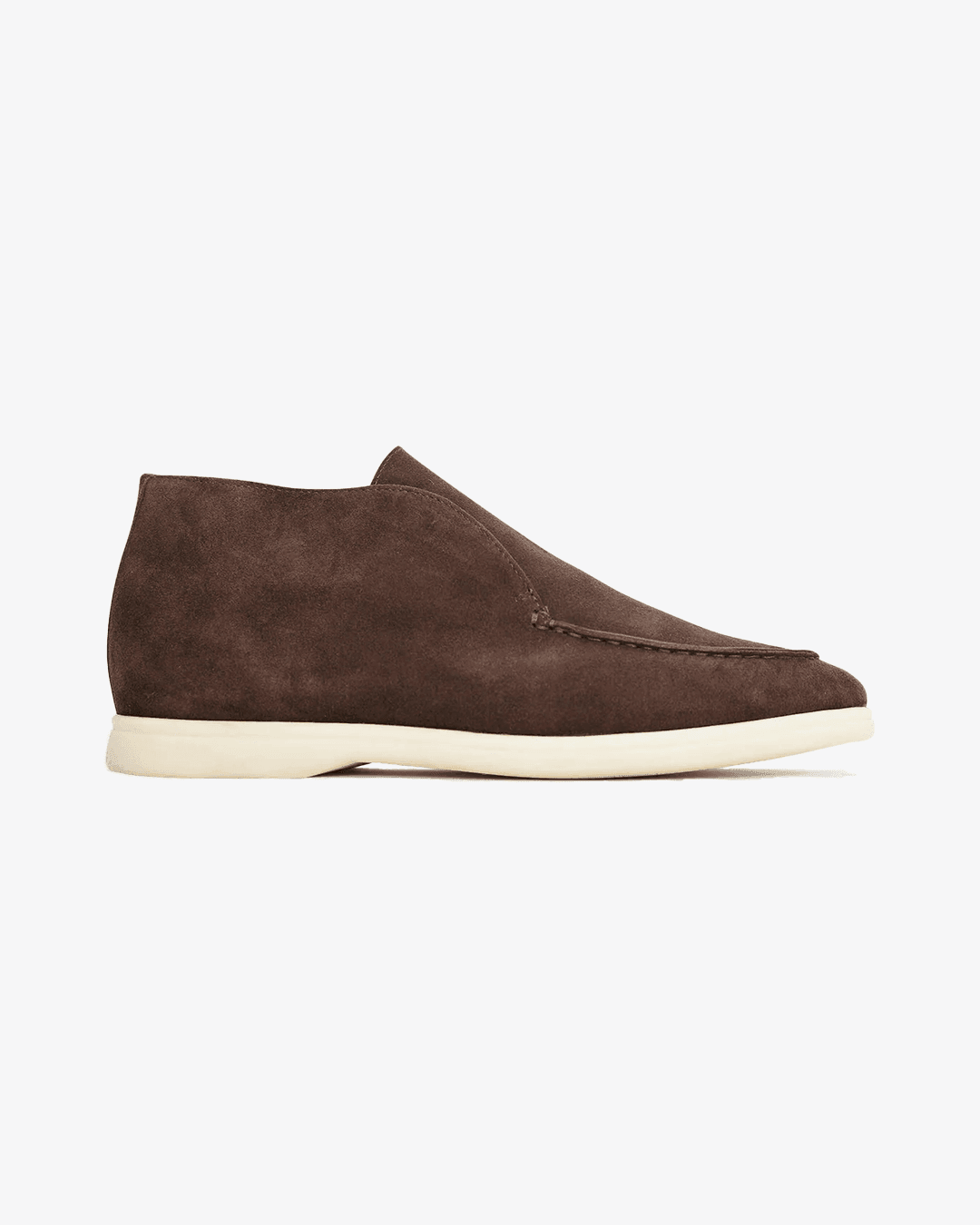 Brown suede shoe on a white background