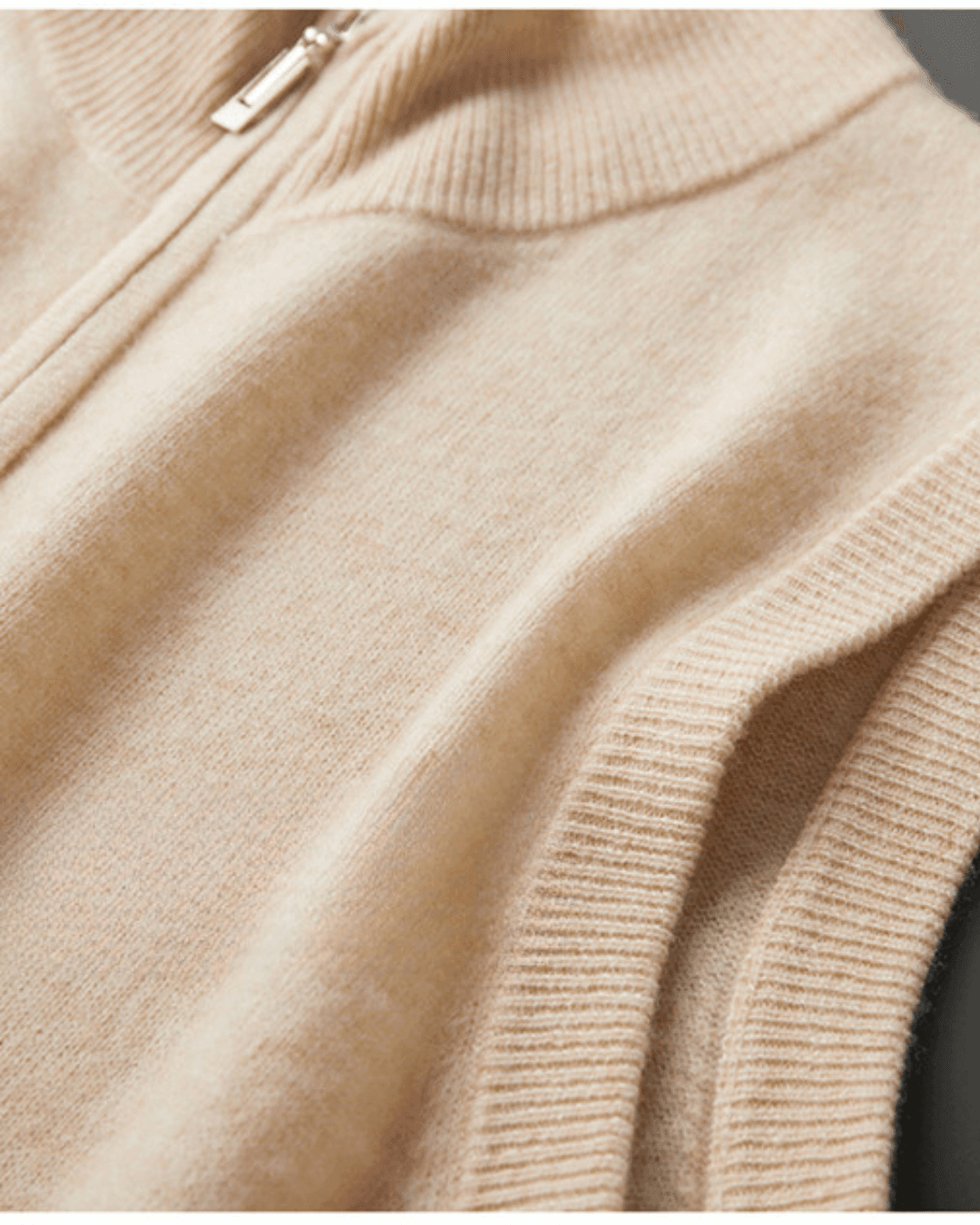 Rust Wool T-shirt, Beige Vest and Cream Trousers