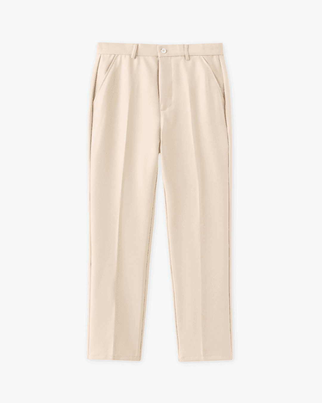 Rust Wool T-shirt, Beige Vest and Cream Trousers