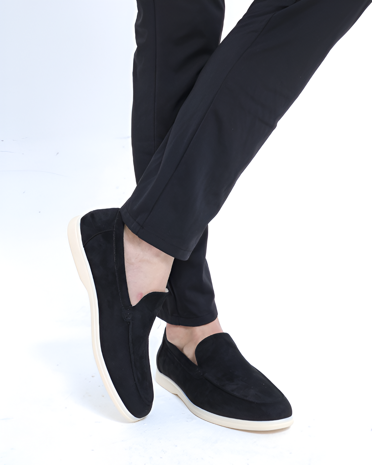 St Tropez Night | Black Linen Shirt, Beige Trousers and Loafers Set