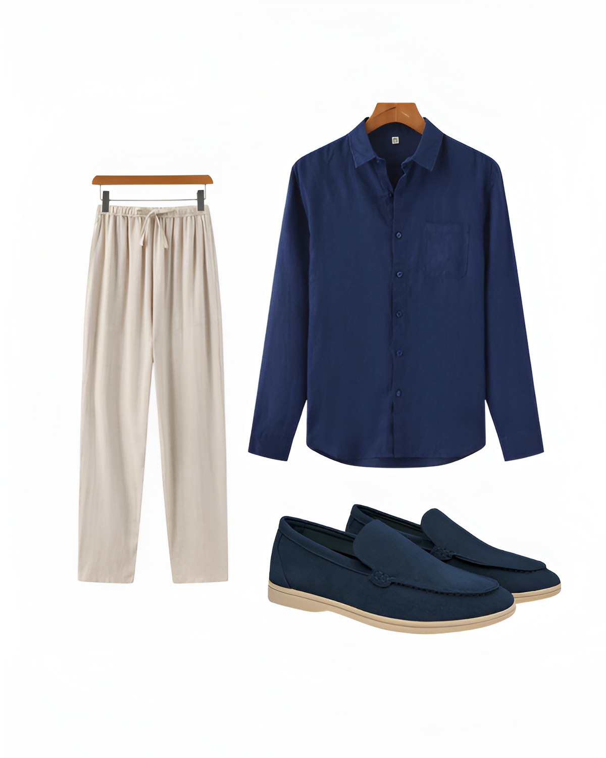 Stylish Diner Night | Linen Shirt, Drawstring Trousers and Loafers Set