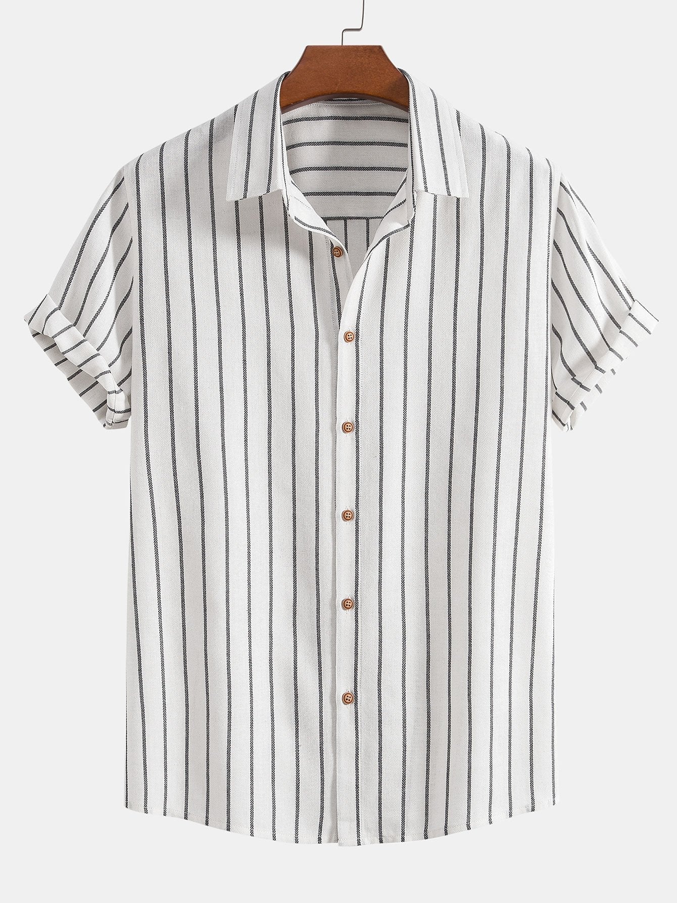 Vertical Stripe Shirt and Drawstring Trousers Set
