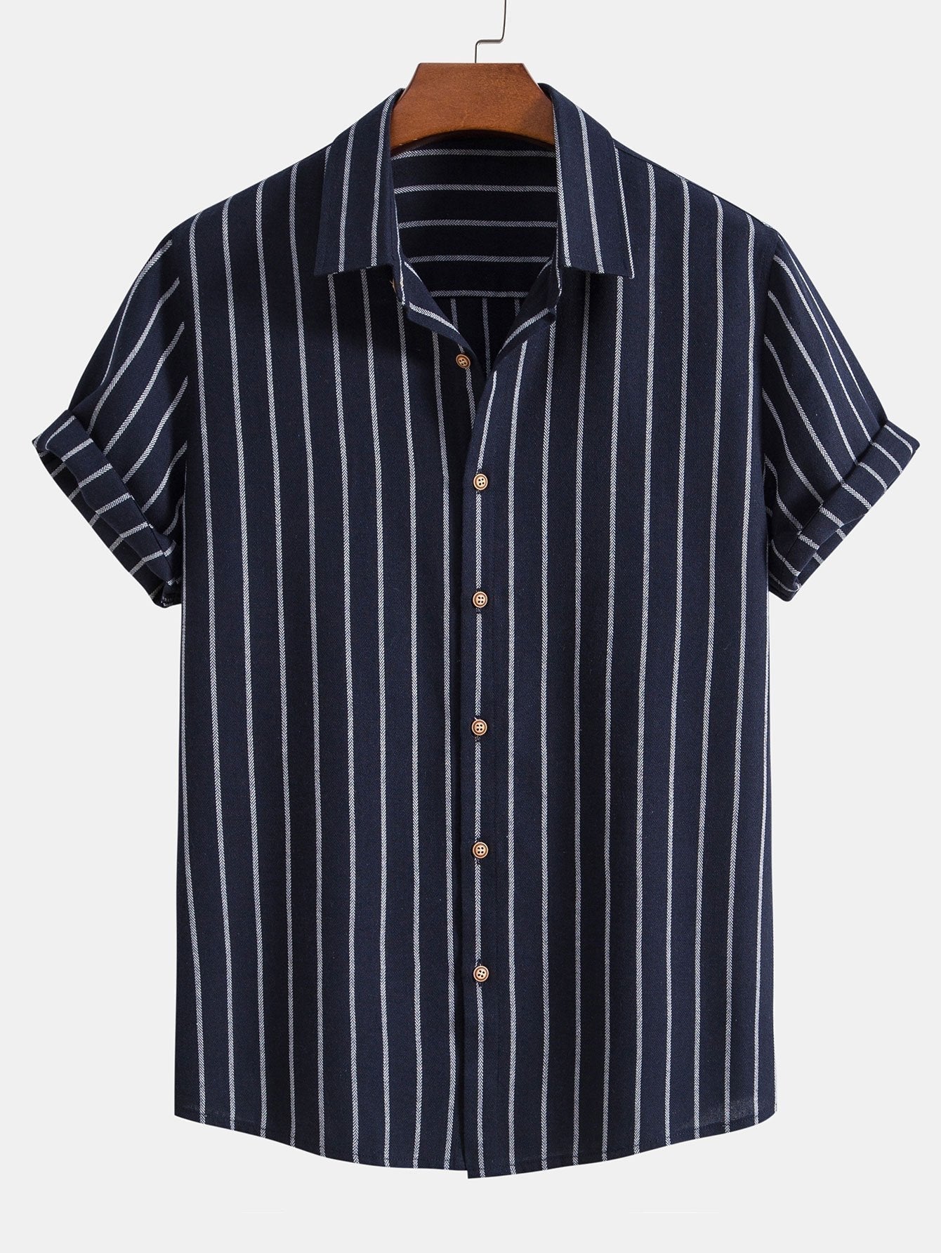 Vertical Stripe Shirt and Drawstring Trousers Set