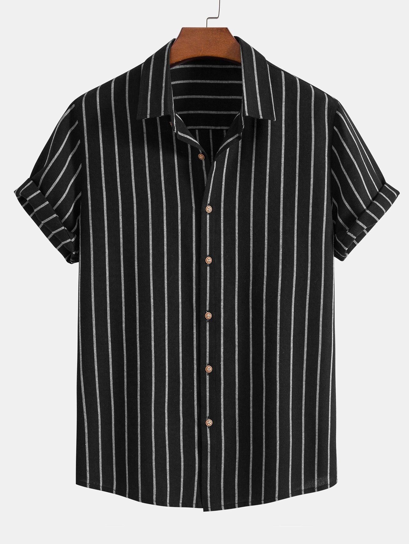 Vertical Stripe Shirt and Drawstring Trousers Set
