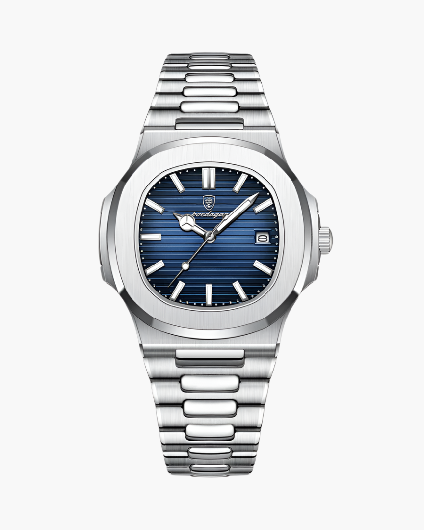 Grey Zip Sweater, Suede Loafers and Blue-Dial Watch