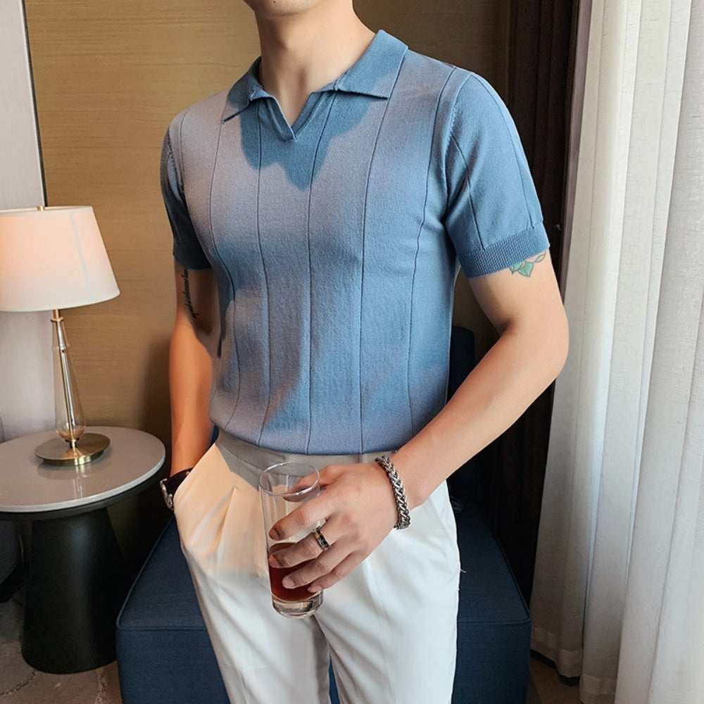 V-Neck Short Sleeve Polo Shirt