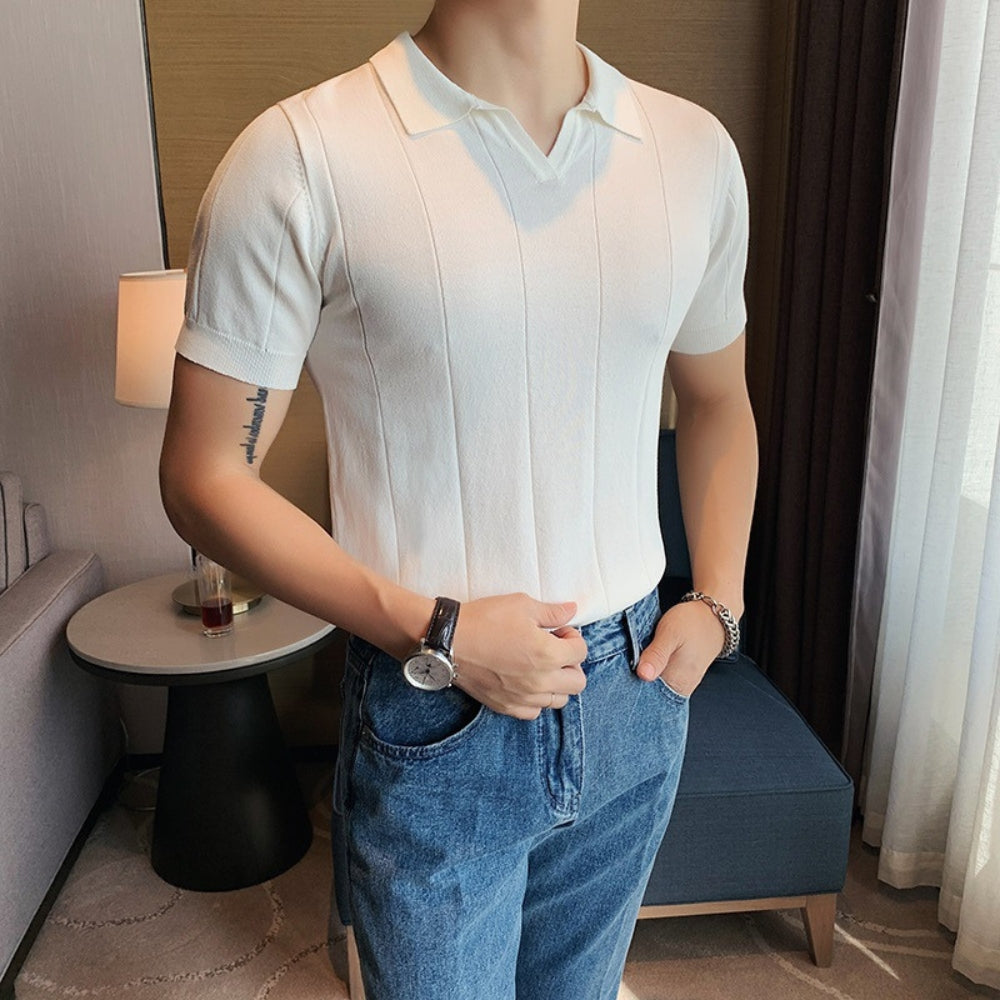 V-Neck Short Sleeve Polo Shirt