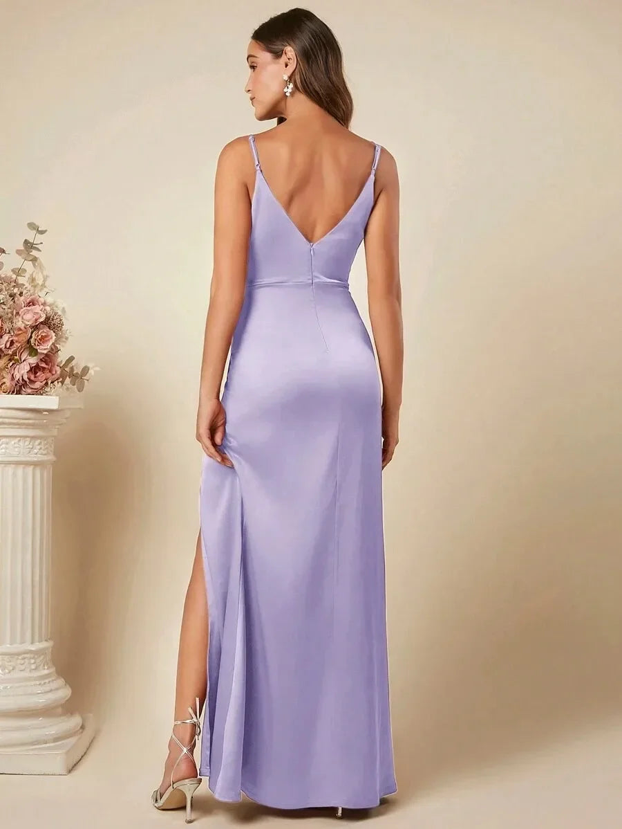 Women's Ruched Maxi Dress with Open Back