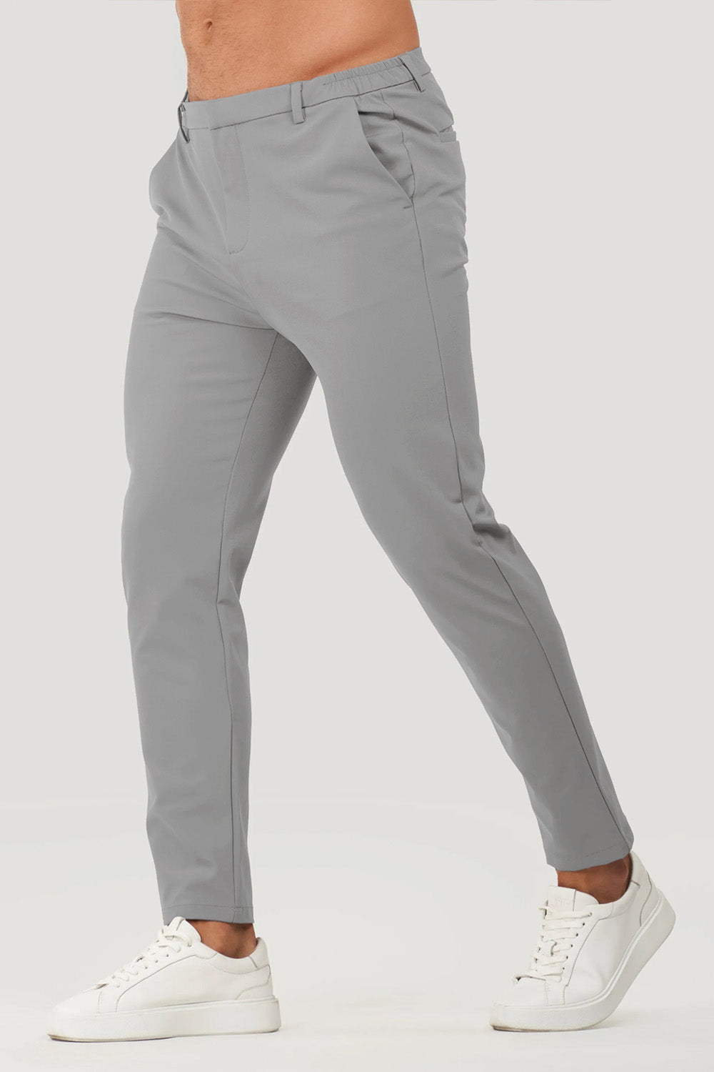 Grey Slim-Fit Casual Trousers