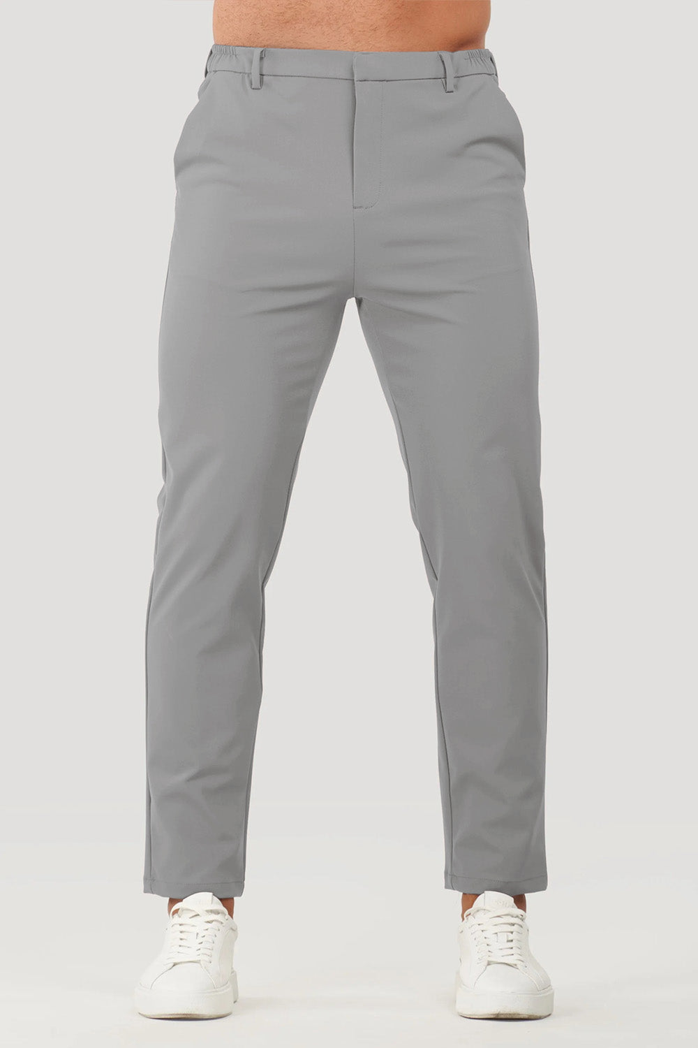 Grey Slim-Fit Casual Trousers