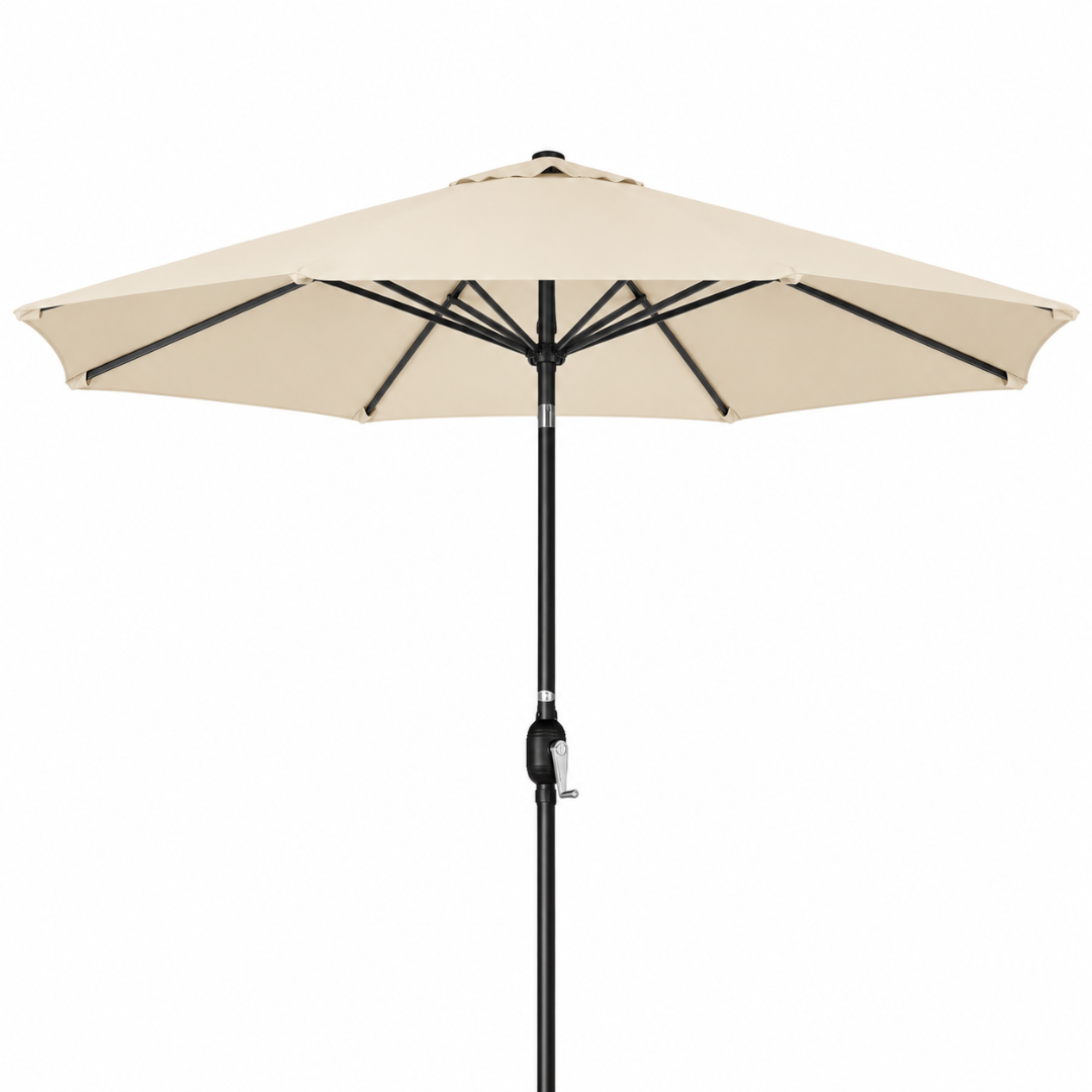 10ft Solar LED Patio Umbrella with Tilt and UV-Resistant Canopy