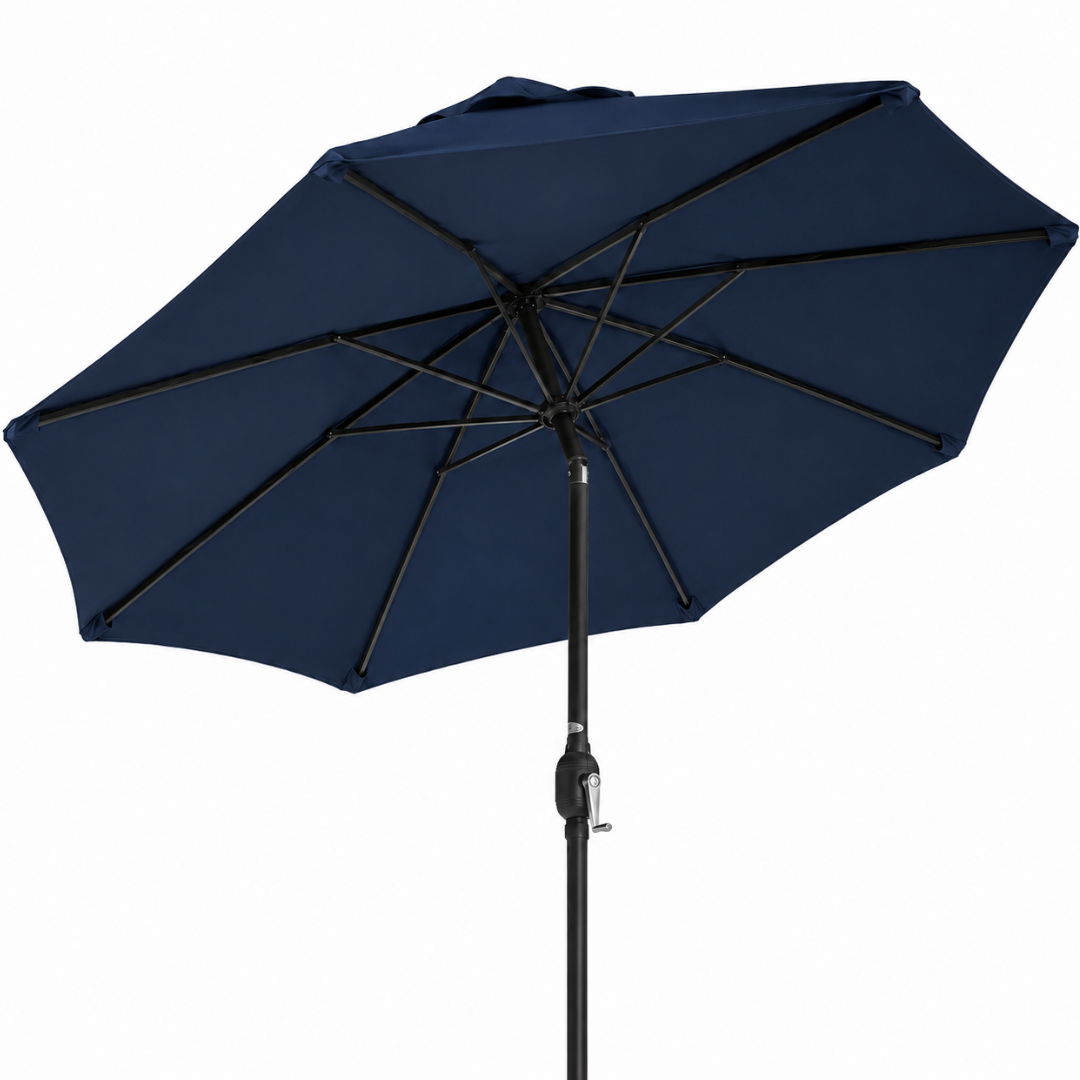 10ft Solar LED Patio Umbrella with Tilt and UV-Resistant Canopy