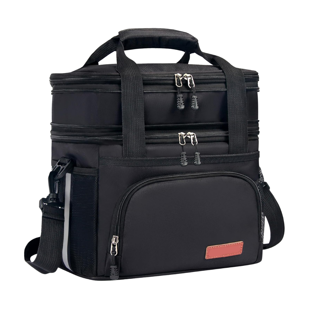 16L Insulated Lunch Bag with Two Compartments and Shoulder Strap