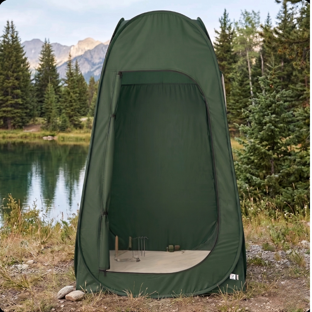 2-Pc Solar Shower Tent Kit with 5 Gallon Water Bag and Stakes