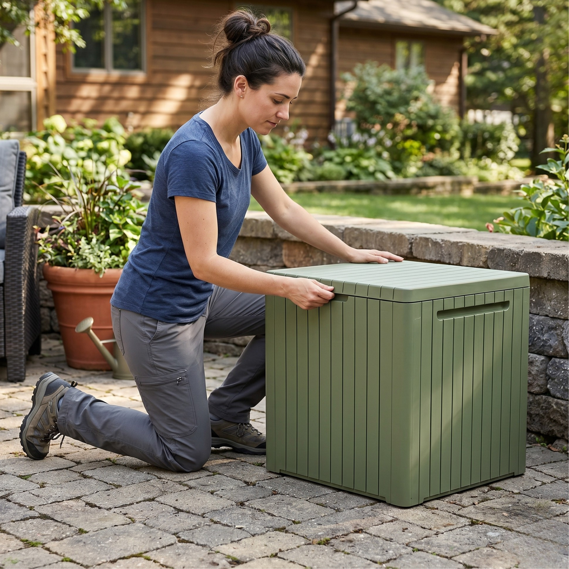 250.2 lb Resin Outdoor Storage Box Patio Side Table 22.75 in