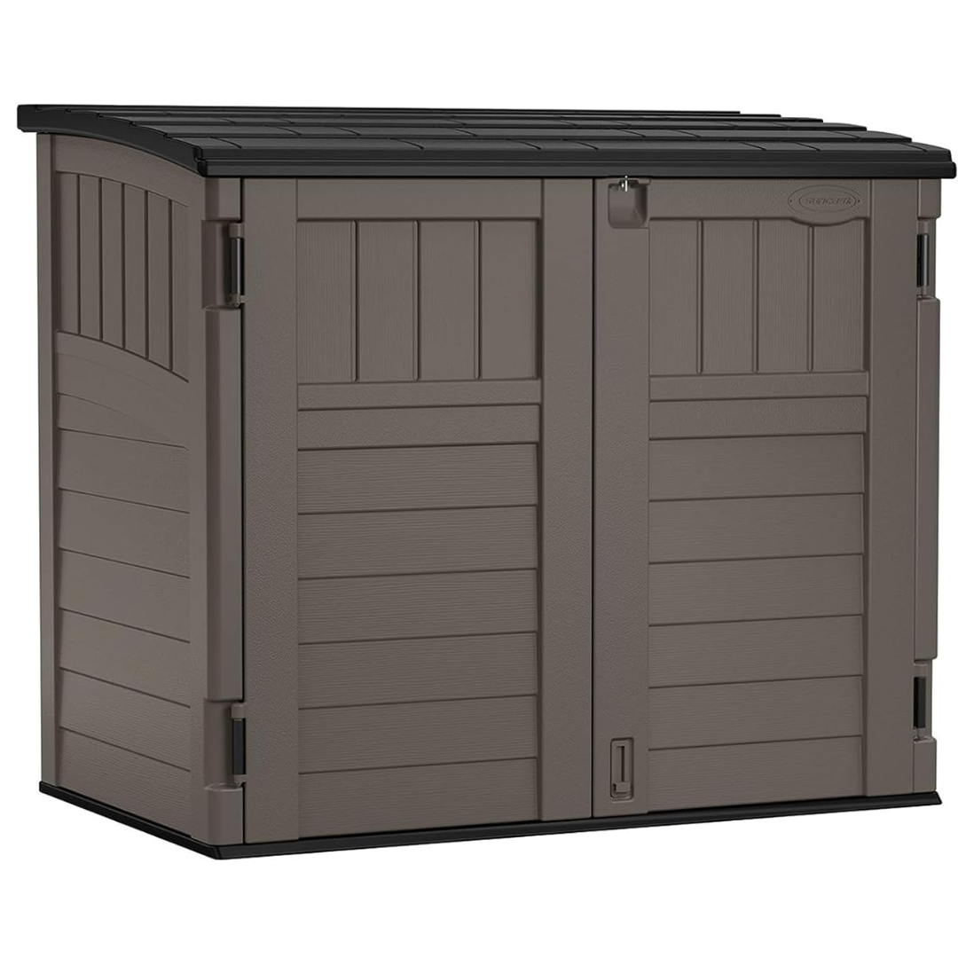 34 Cu Ft Horizontal Resin Outdoor Storage Shed with Floor Base