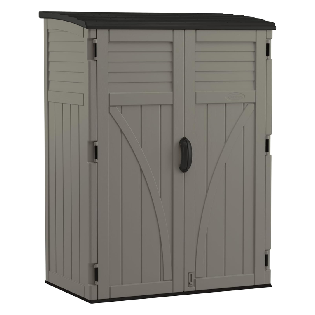 54 Cu Ft Vertical Resin Outdoor Storage Shed with Double Doors