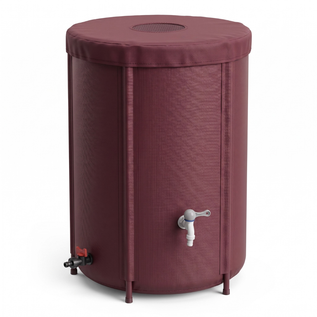 65-Gallon Collapsible Rain Barrel with Spigot and Overflow System