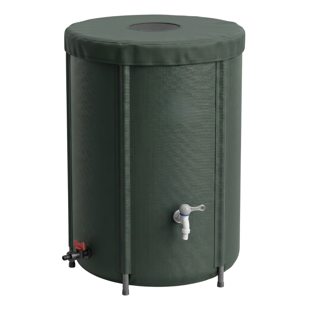 65-Gallon Collapsible Rain Barrel with Spigot and Overflow System