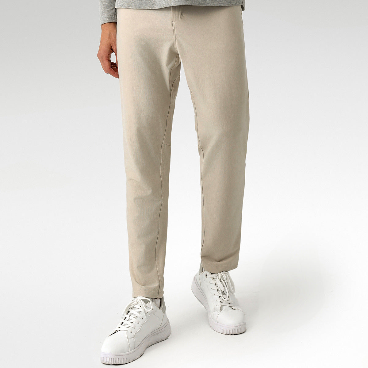 Beige Straight-Leg Chinos