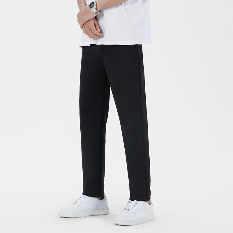 Black Straight-Leg Casual Trousers