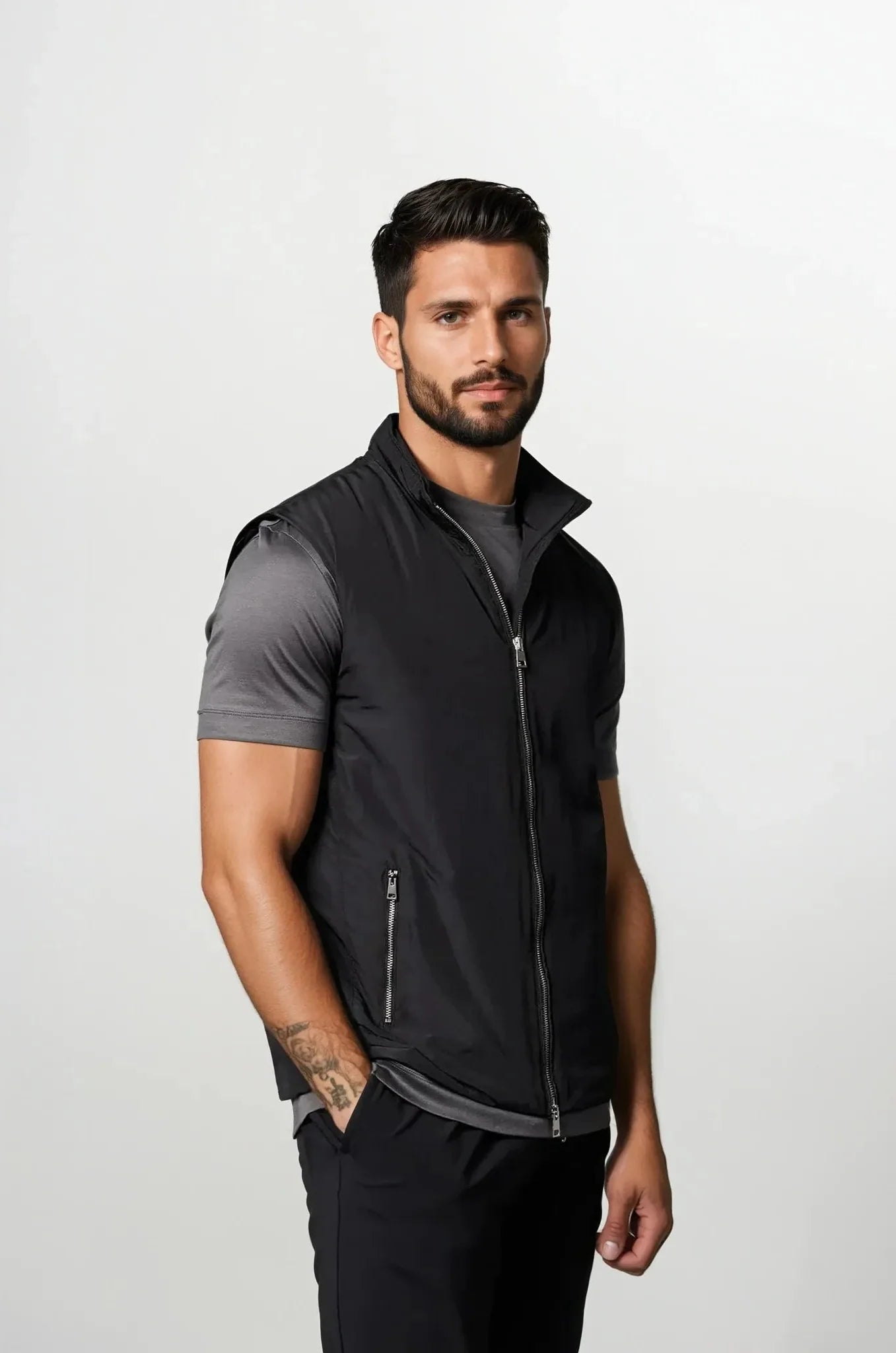 Black Zip-Up Sleeveless Bodywarmer