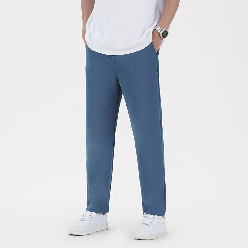 Blue Straight-Leg Casual Trousers