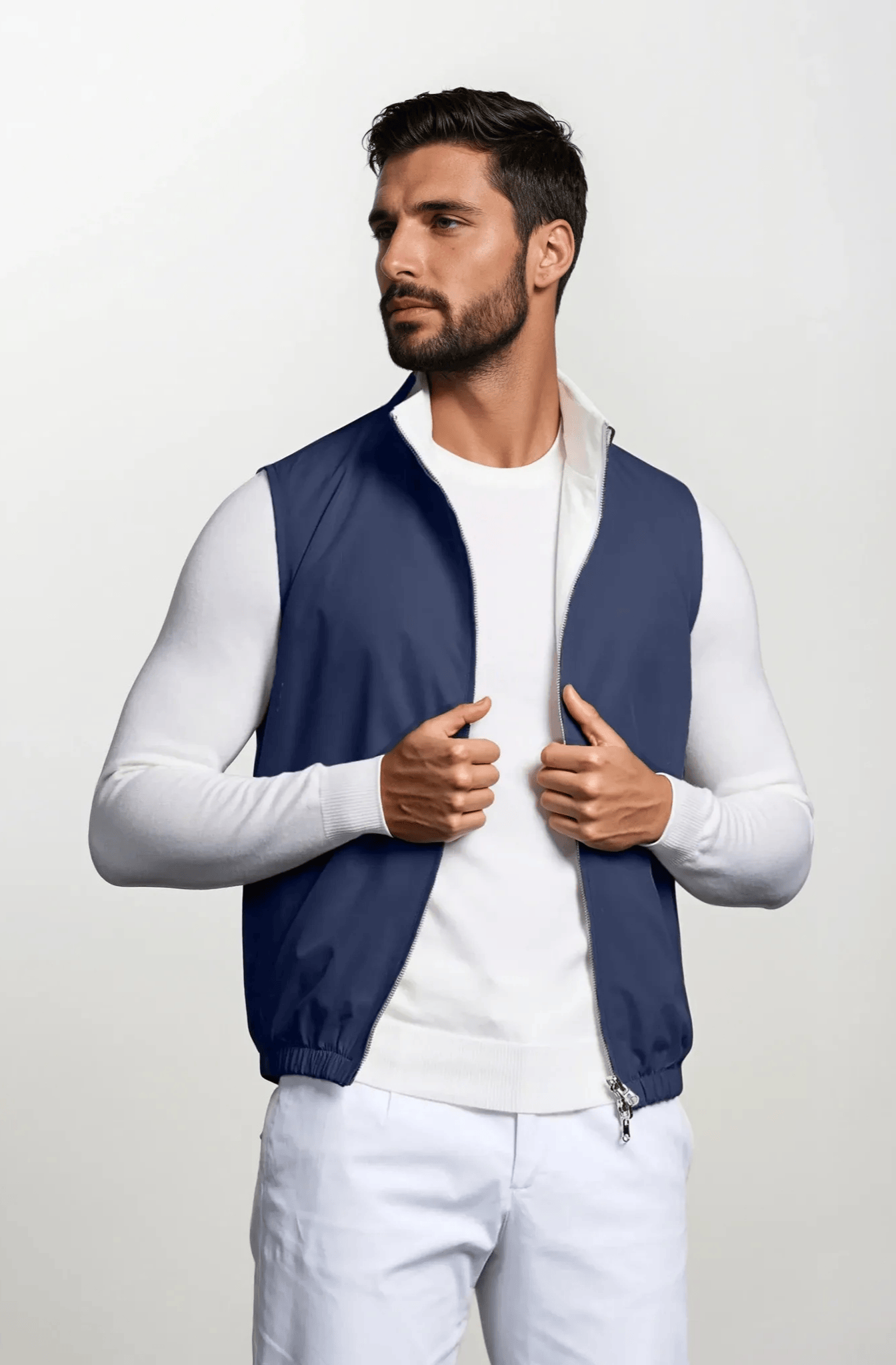 Blue Zip-Up Sleeveless Bodywarmer