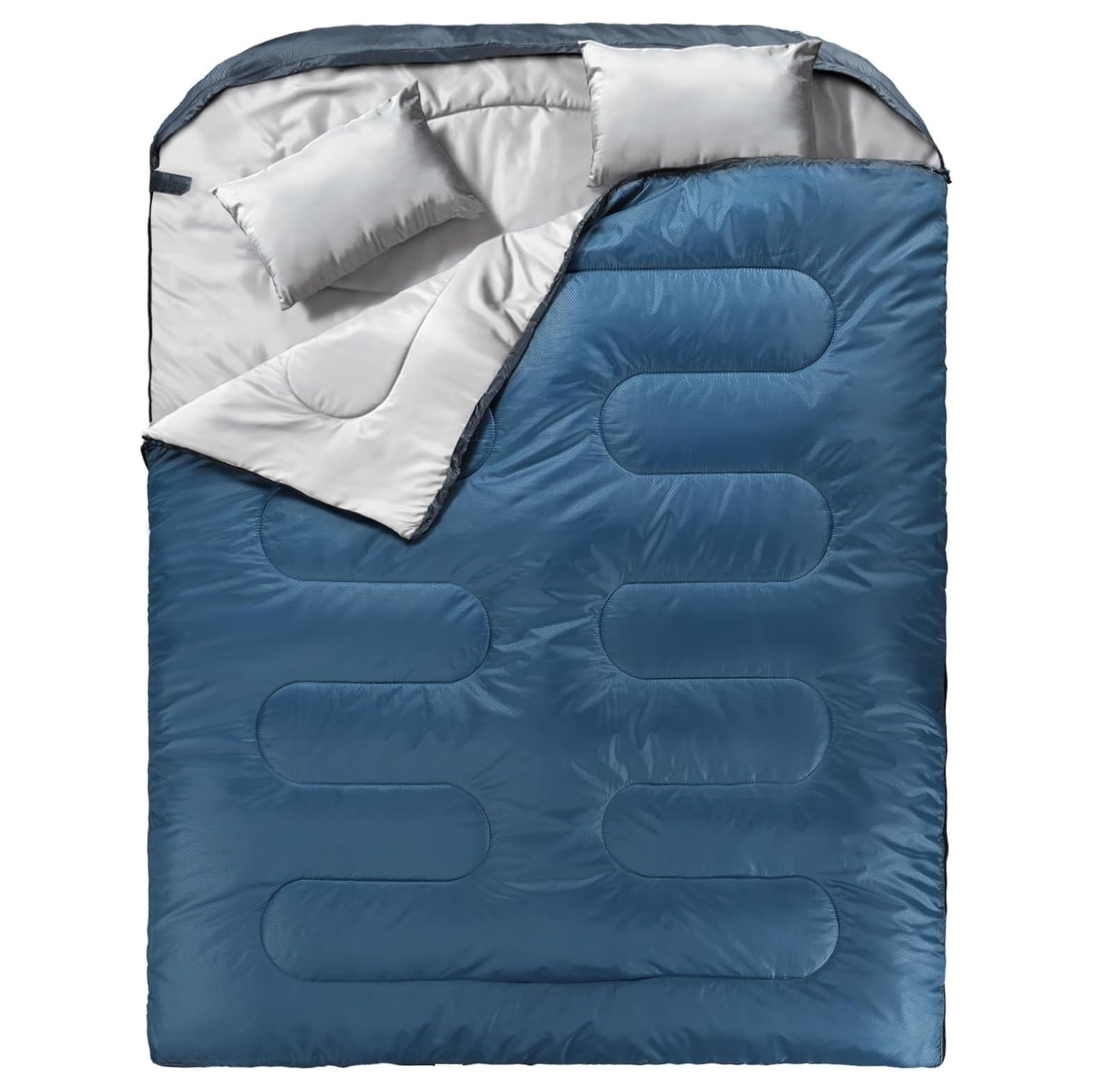 Double Sleeping Bag for Adults with Two Pillows and Compression Sack