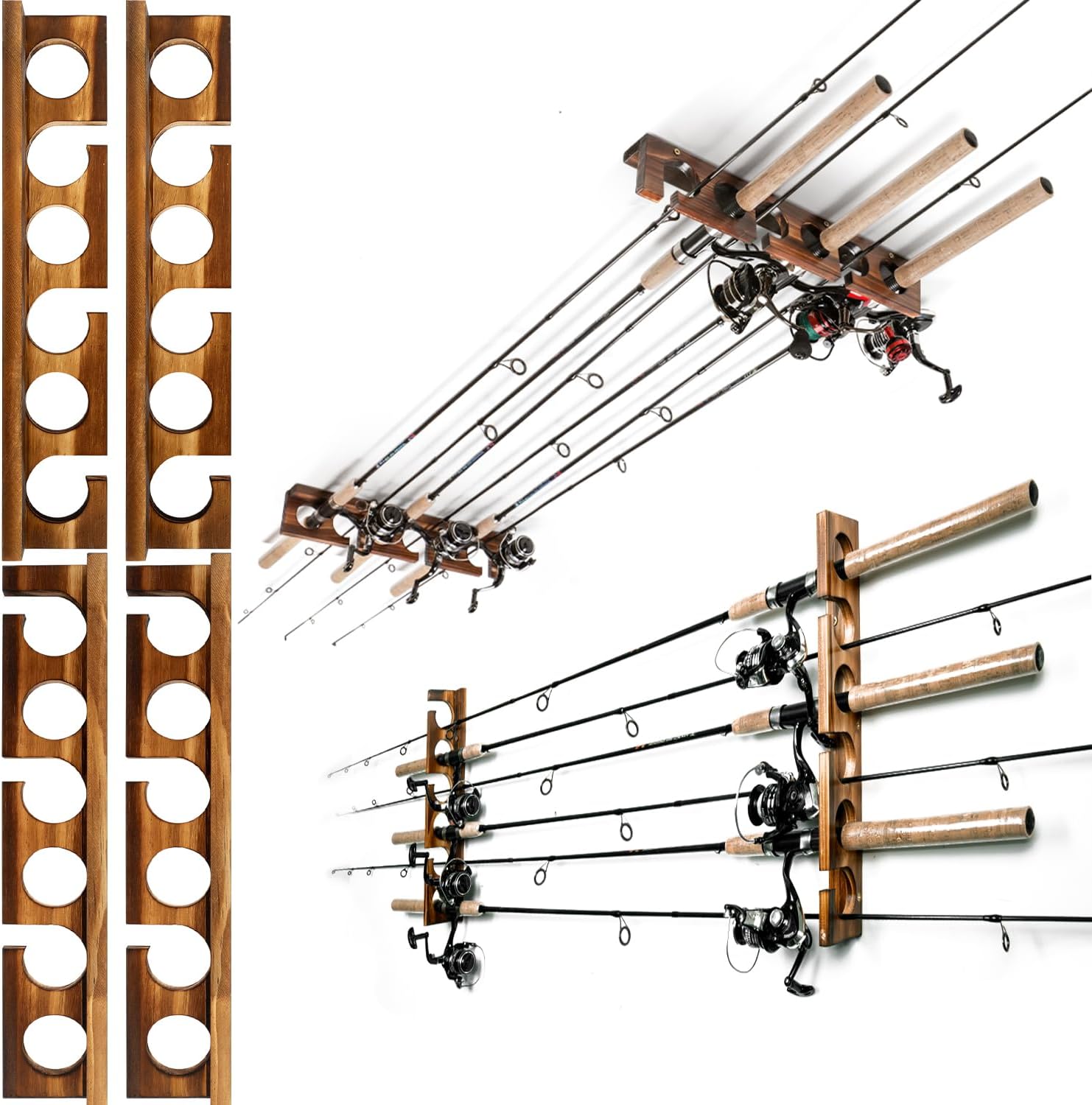 Fishing Rod Rack Wall or Ceiling Mounted Holder for Garage Storage