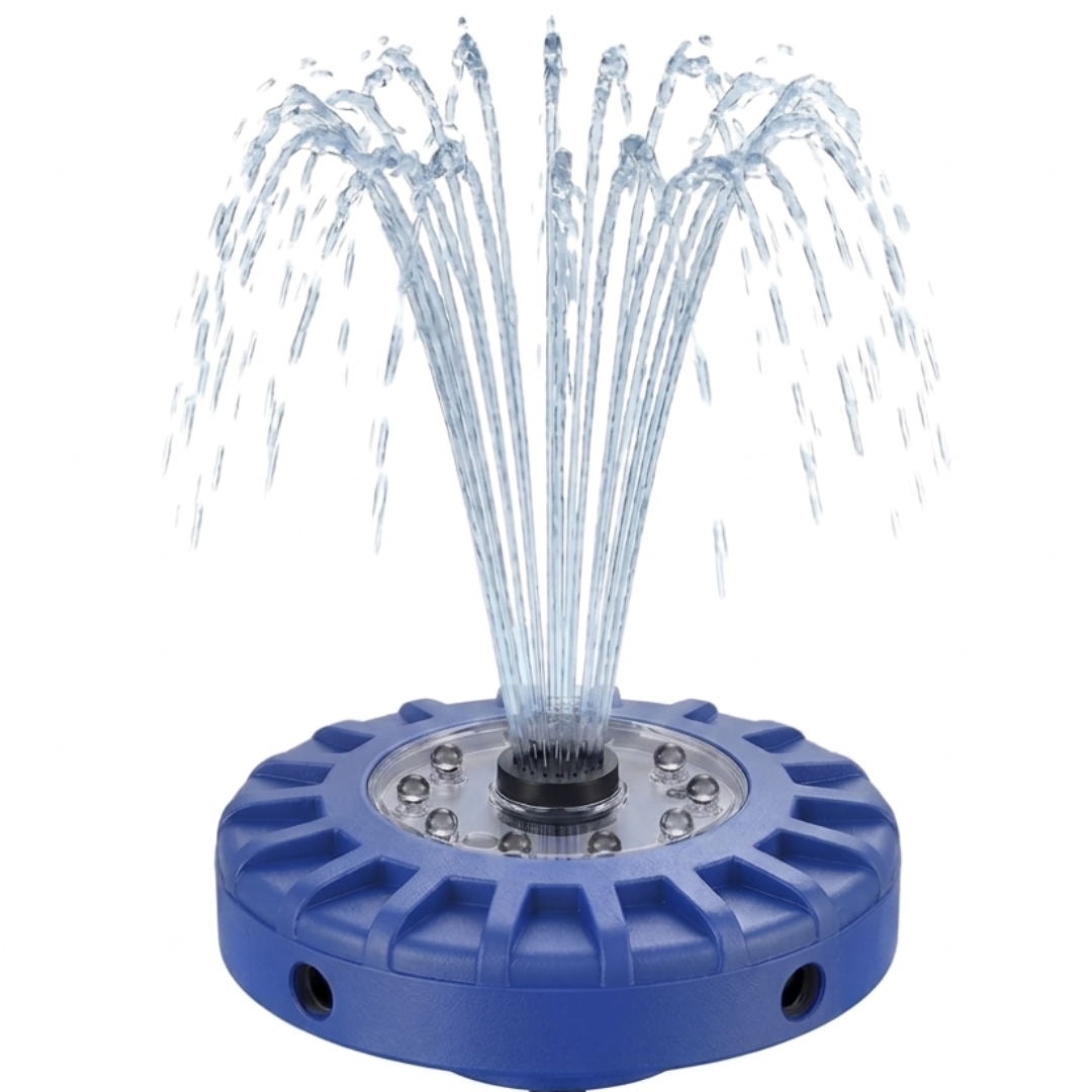 Floating Pool Fountain with LED Lights and Rechargeable Pump