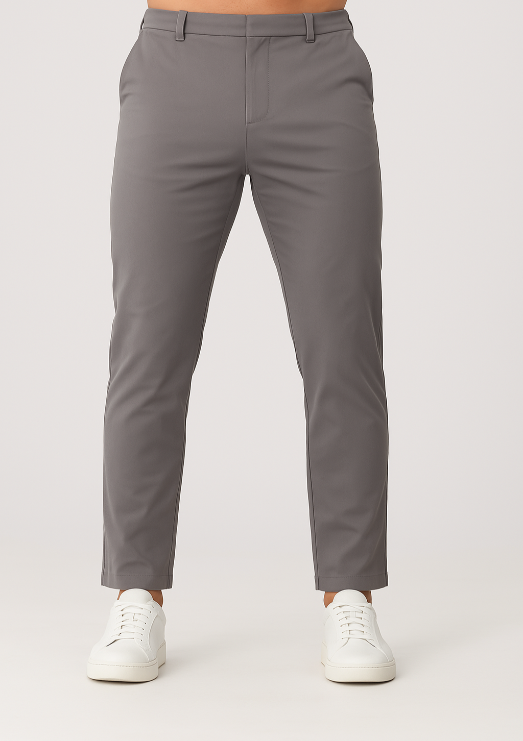 Grey Slim-Fit Casual Trousers