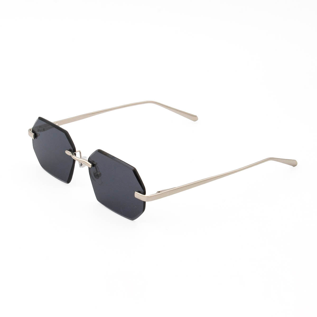 Hexagon Sunglasses – Black Lens with Silver Frame