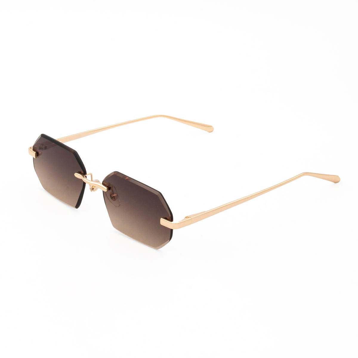 Hexagon Sunglasses – Brown Lens with Gold Frame