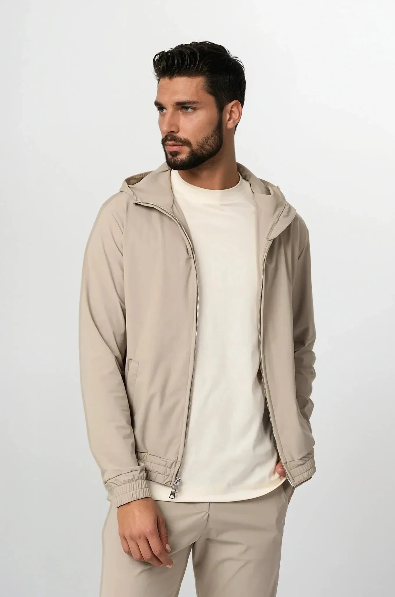 Beige Hooded tracksuit