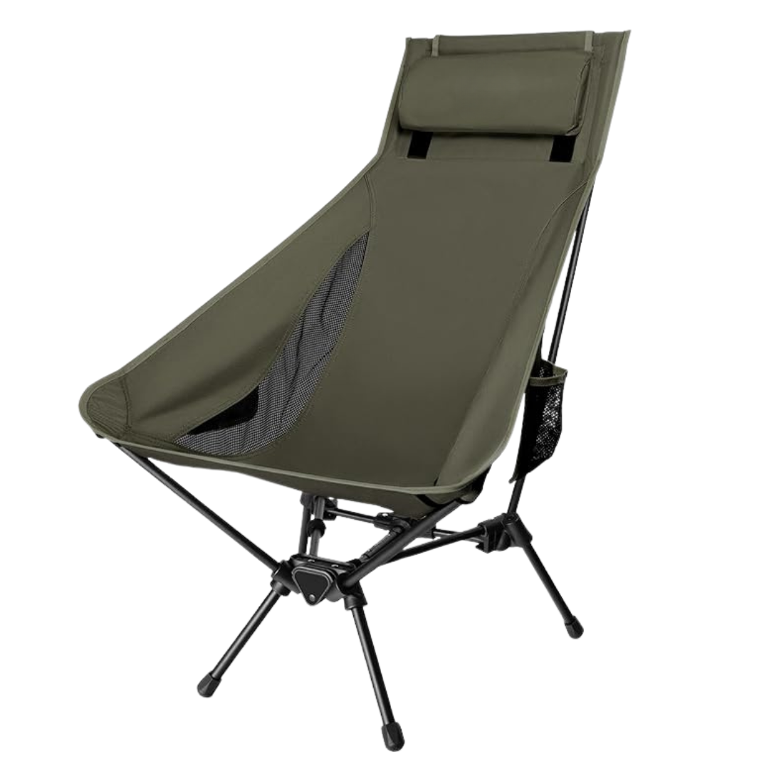 Lightweight Aluminum Camping Chair with High Back and Pillow