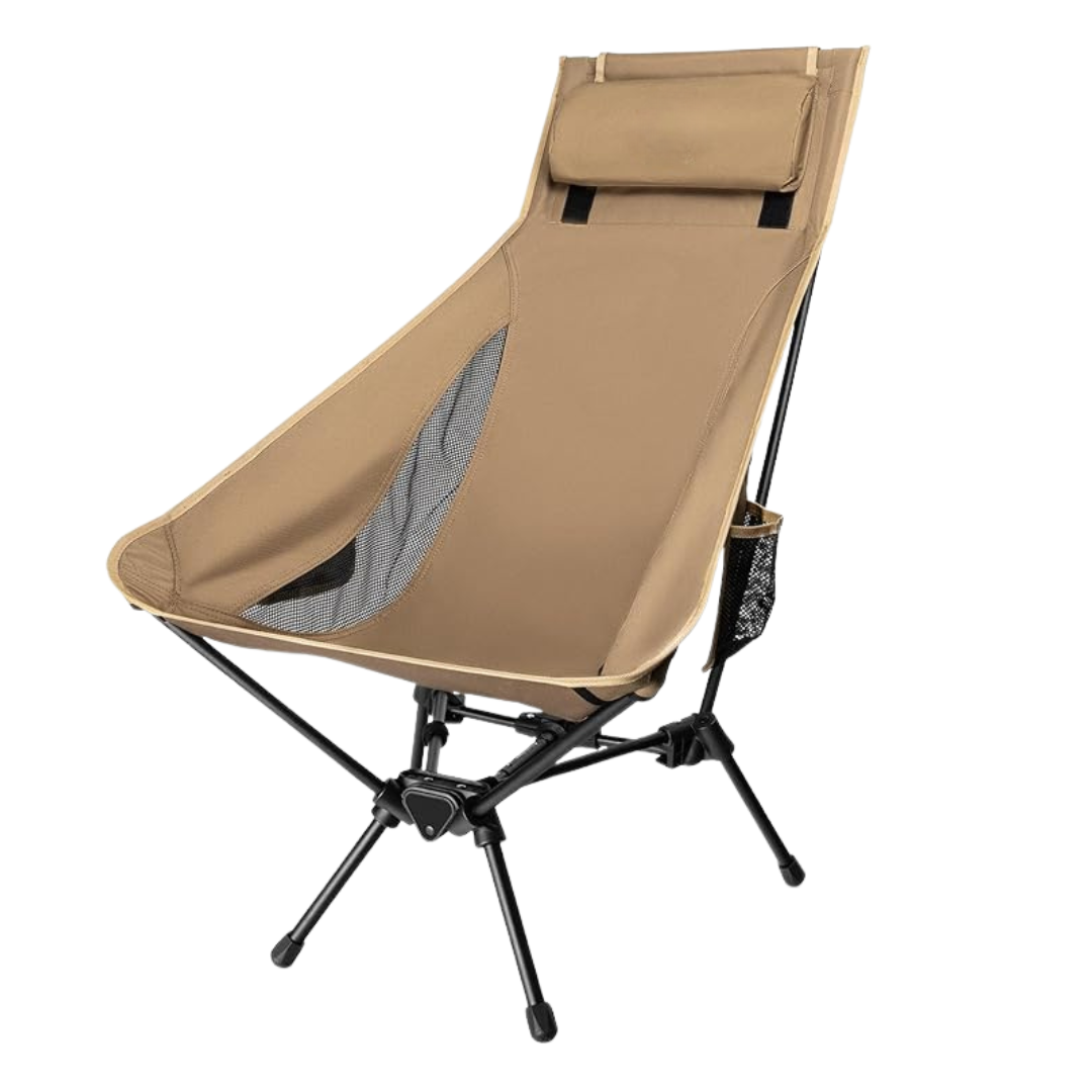 Lightweight Aluminum Camping Chair with High Back and Pillow